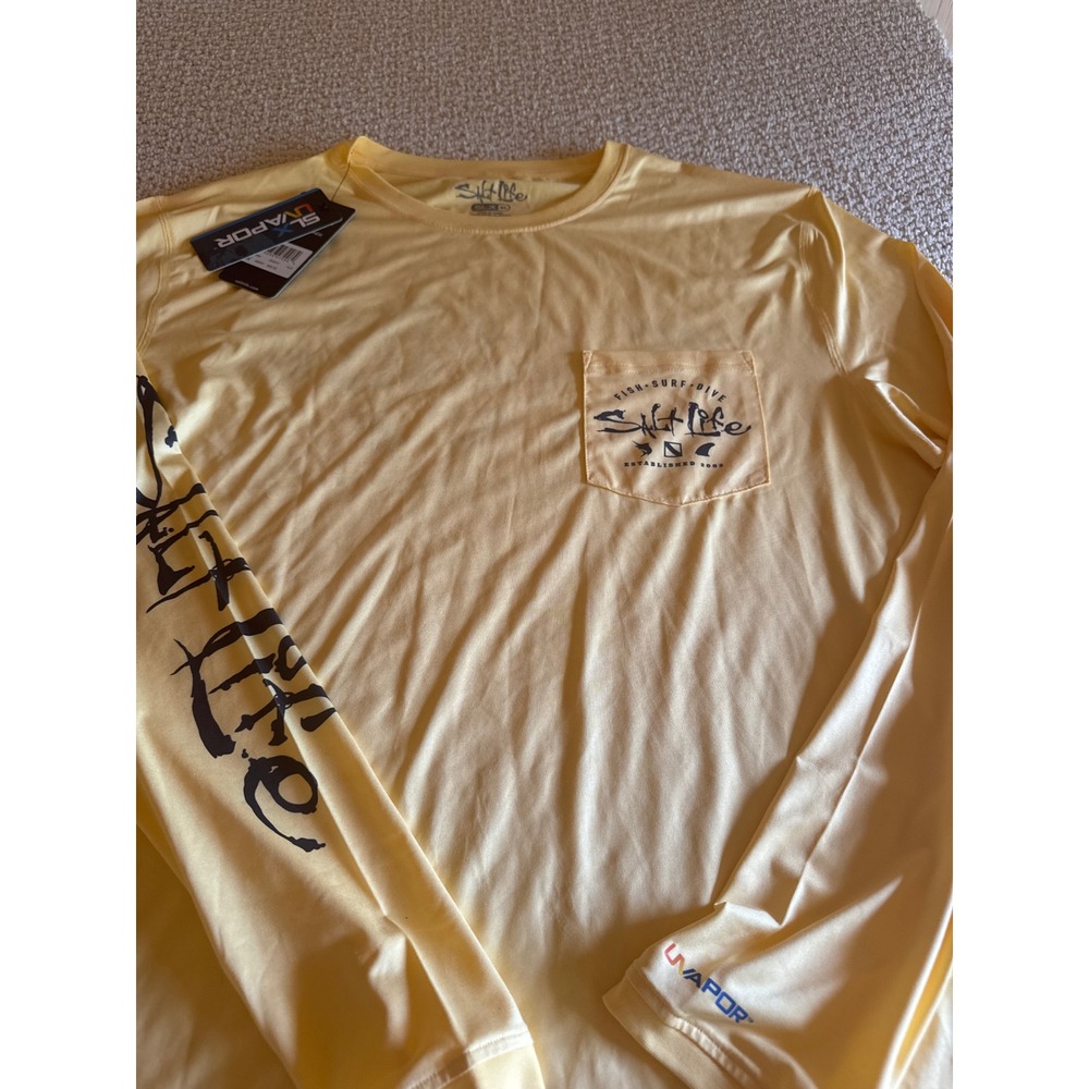 Salt Life SLX UVapor Performance Shirt Yellow XL Long Sleeve Fishing Sun Guard
